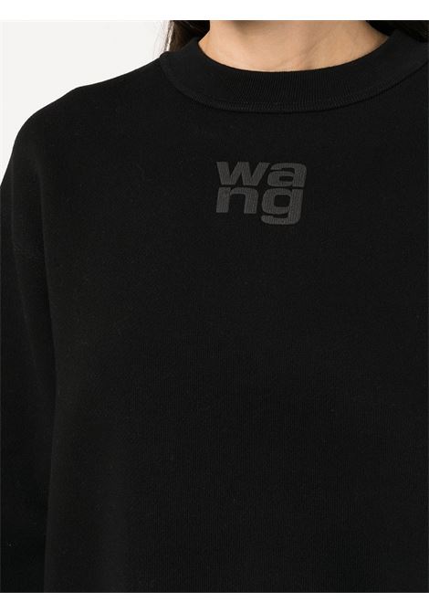 Black  logo-print crew neck sweatshirt - women ALEXANDER WANG | 4CC3221360001